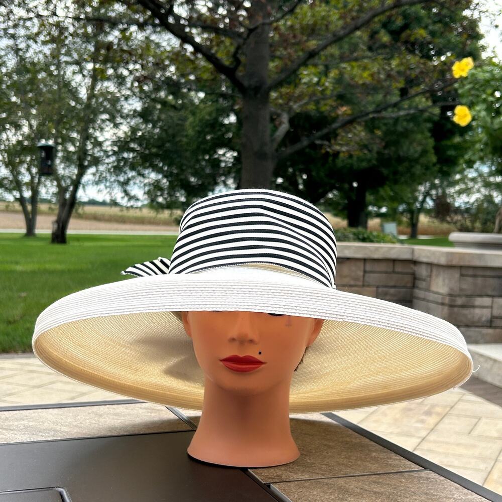 Vintage Frank Olive Wide Brim Hat Derby Fancy Church Costume - Picture 4 of 7
